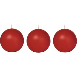 3x Ronde kaarsen rood 7 cm 36 branduren sfeerkaarsen - bolkaarsen