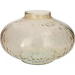 Bloemenvaas Urban - beige transparant glas - D31 x H20 cm - decoratieve vaas - bloemen/takken - Vazen
