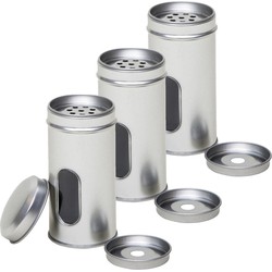 Rond kruidenpotje met strooier - 3x - 10 x 5 cm - Kruidenstrooier - Voorraadblikken