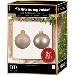 Licht parel/champagne Kerstversiering Kerstballen 24-delig 6 cm - Kerstbal