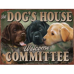 Clayre & Eef Tekstbord 33*1*25 cm Bruin Ijzer Honden Pets Wandbord Quote Bord