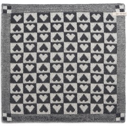 Knit Factory Gebreide Keukendoek - Keukenhanddoek Heart - Ecru/Antraciet - 50x50 cm