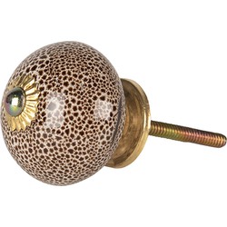 Clayre & Eef Deurknop  Ø 4 cm Bruin Keramiek Rond Meubelknop