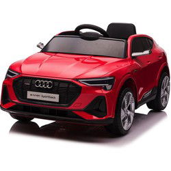 Audi e-tron, 12-volt elektrische kinderauto met rubberen banden, lederen zitje en meer