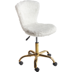 Beliani MARGATE - Bureaustoel-Wit-Nepbont