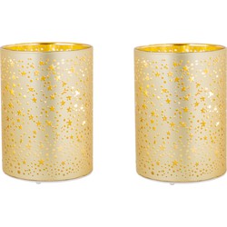 2x stuks led kaarsen sterren kaars goud D9 x H12 cm - LED kaarsen
