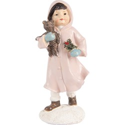Clayre & Eef Decoratie Beeld Meisje 12 cm Roze Kunststof