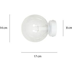Stevns bol witte wandlamp in doorzichtig glas 1x E14