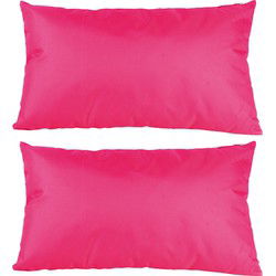 2x Bank/sier kussens voor binnen en buiten in de kleur fuchsia roze 30 x 50 cm - Sierkussens