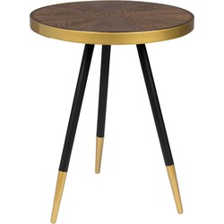 Housecraft Living Denise Bijzettafel Hout Rond 44 cm Bruin/ Goud