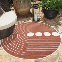 Tapijtenloods Duo Binnen en Buiten Vloerkleed Dubbelzijdig Outdoor Laagpolig Tapijt Terra Creme- 120 CM ROND