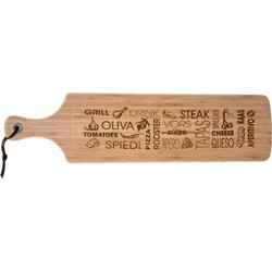 Tapas serveerplank met handvat rechthoek 59 x 15 cm van bamboe hout - Serveerplanken
