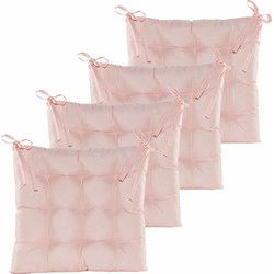 Anna's collection Stoelkussen gewatteerd - 4x - licht roze - 38 x 38 cm - tuinstoelkussens