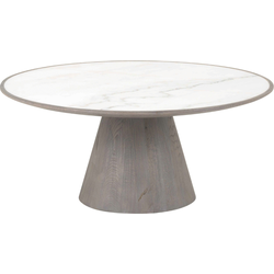 Salontafel van eikenhout en marmer L80 cm - MAFRA