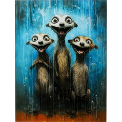 Glasschilderij Singing Meerkats 60x80cm