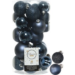 Decoris kerstballen 44x stuks donkerblauw 3-4-5-6 cm kunststof - Kerstbal
