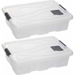 2x Stuks kunststof stapelbare opbergbakken 28 liter 62 x 45 x 17 cm - Opbergbox