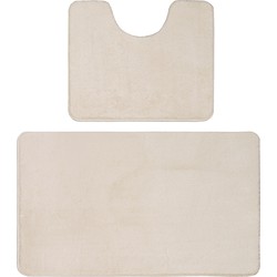 Tapijtenloods Samba Soft Fluffy Badmat Laagpolig Badkamer Set 2-Delig Creme- 50x60 CM & 60x100 CM