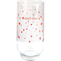 Clayre & Eef Waterglas  280 ml Glas Harten A lovely drink Longdrinkglas