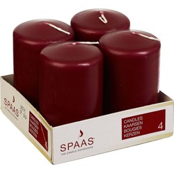 16x Kaarsen bordeaux rood 5 x 8 cm 12 branduren sfeerkaarsen - Stompkaarsen