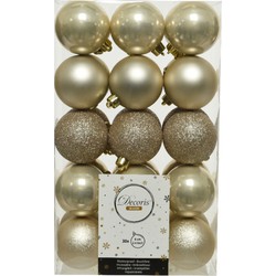 Decoris kerstballen - 30x st - champagne - D6 cm - kunststof - Kerstbal