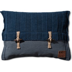 Knit Factory 6x6 Rib Sierkussen - Jeans - 60x40 cm - Inclusief kussenvulling