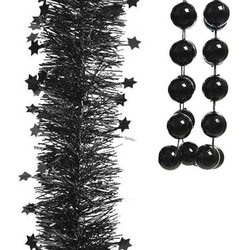 Kerstslingers set 3x stuks zwart - Kerstversiering - Kerstslingers