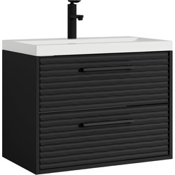 Badplaats Badkamermeubel Set Etna 01 60 cm - Mat zwart - Badmeubel met wastafel
