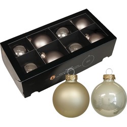 Othmar Decorations Kerstballen 36x - champagne - glas - 8 cm - Kerstbal