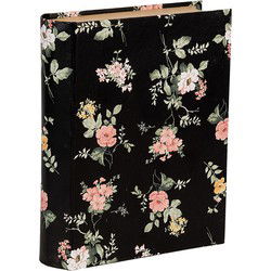 Clayre & Eef Opbergdoos Boeken 17x14x5 cm Zwart Karton Rechthoek Bloemen