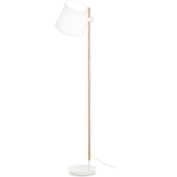 Ideal Lux Axel - Moderne Witte Houten Vloerlamp - E27 Fitting - Stijlvol Design