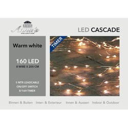 Cascade draadverlichting zilver met 160 warm witte lampjes - Lichtsnoeren