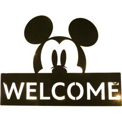 Metal Door Sign Led Mickey Welcome Black 30x1x25 cm