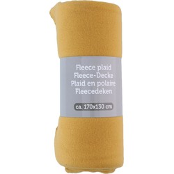 Polyester fleece deken/dekentje/plaid 170 x 130 cm mosterd geel - Plaids