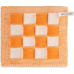 Knit Factory Pannenlap Block - Ecru/Orange - 23x23 cm