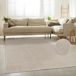 Laagpolig Vloerkleed Hamiber - Wol look - Creme - 200x280 cm