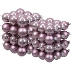 72x stuks glazen kerstballen salie paars (lilac sage) 4 en 6 cm mat/glans - Kerstbal