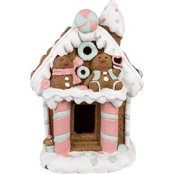 Clayre & Eef Gingerbread house met LED 26x20x37 cm Bruin Kunststof Peperkoekhuisje