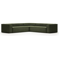 Kave Home - 6-zits hoekbank Blok in groen dik ribfluweel/corduroy 320 x 320 cm