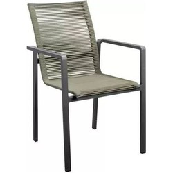 Ishi stackable dining chair alu dark grey/rope green