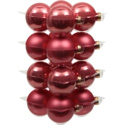 32x stuks glazen kerstballen bubblegum roze 8 cm mat/glans - Kerstbal