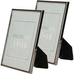 2x stuks metalen fotolijst zwart geschikt voor een foto van 13 x 18 cm - Fotolijsten