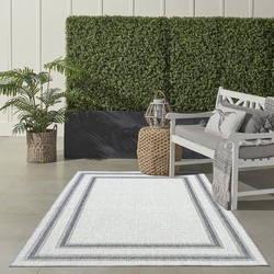 Belize Indoor & Outdoor Crème / Grijs vloerkleed - Kader - 140 X 200 CM