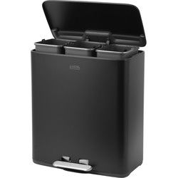 Luzzo® Pedaalemmer 51 liter - 3x17 ltr - Afvalbak Afvalscheiding - Zwart
