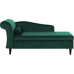 Beliani LUIRO - Chaise longue-Groen-Fluweel