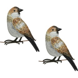 2x stuks decoratie vogel/muurvogel Mus voor in de tuin 38 cm - Tuinbeelden