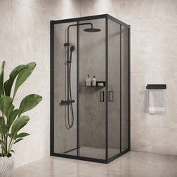 Badplaats Douchecabine Dakota 90 x 90 x 190 cm - Zwart - Douchewand met Schuifdeuren en Getint Glas