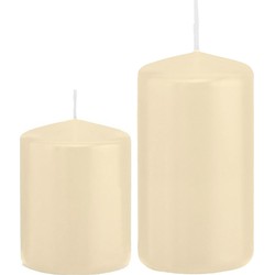 Stompkaarsen set van 6x stuks creme wit 8 en 12 cm - Stompkaarsen