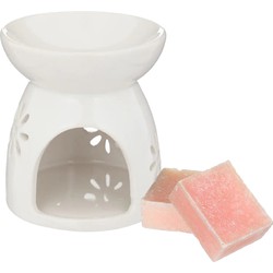 Amberblokjes/geurblokjes cadeauset - roos geur - inclusief geurbrander - Geurbranders