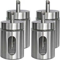 4x stuks suikerpot/suikerstrooier RVS metaal met strooi tuit 260 ml - Suikerstrooiers